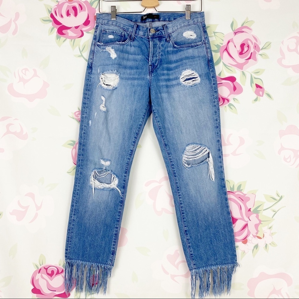 3x1 NYC Distressed Crop Fringe Denim 26